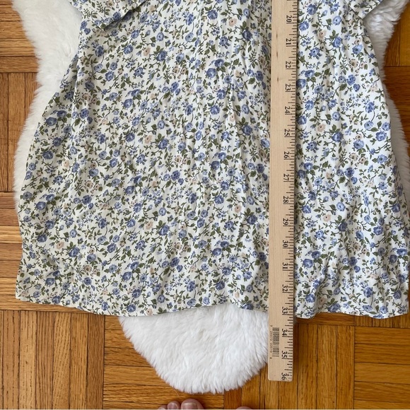 REFORMATION Tamra Dress Pixie Floral Blue White Size 4 Tie Waist Mini Pu… - Picture 9 of 13